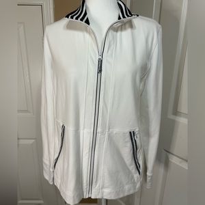 TALBOTS BLACK/WHITE LIGHT WEIGHT JACKET.  LARGE